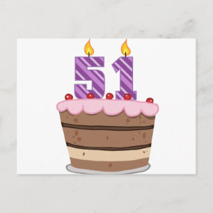 Alter 51 auf Geburtstagskuchen Postkarte
