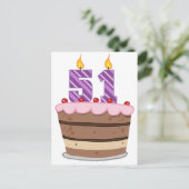 Alter 51 auf Geburtstagskuchen Postkarte (Stehend Vorderseite)
