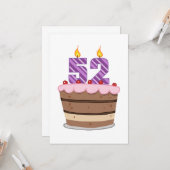 Alter 52 auf Geburtstagskuchen Karte (Vorderseite/Rückseite Beispiel)