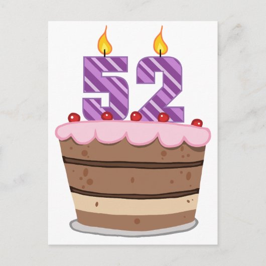 Alter 52 auf Geburtstagskuchen Postkarte (Vorderseite)