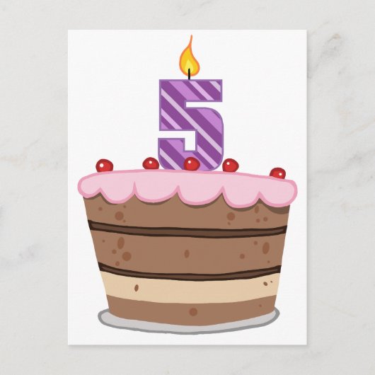 Alter 5 auf Geburtstagskuchen Postkarte (Vorderseite)
