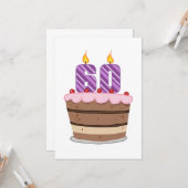 Alter 60 auf Geburtstagskuchen Karte (Vorderseite/Rückseite Beispiel)