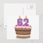 Alter 62 auf Geburtstagskuchen Postkarte (Vorne/Hinten)