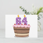 Alter 64 auf Geburtstagskuchen Karte (Stehend Vorderseite)