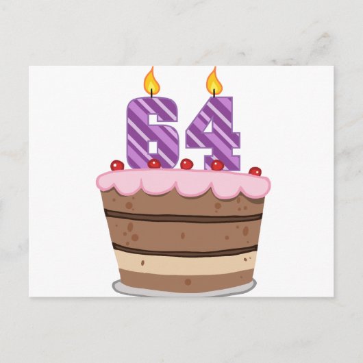 Alter 64 auf Geburtstagskuchen Postkarte (Vorderseite)