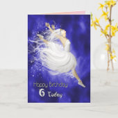 Alter 6, springende Ballerina Geburtskarte Karte (Gelbe Blume)