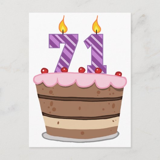Alter 71 auf Geburtstagskuchen Postkarte (Vorderseite)