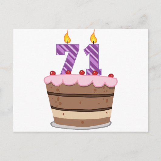 Alter 71 auf Geburtstagskuchen Postkarte (Vorderseite)