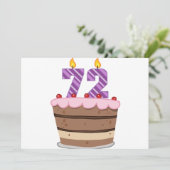 Alter 72 auf Geburtstagskuchen Karte (Stehend Vorderseite)