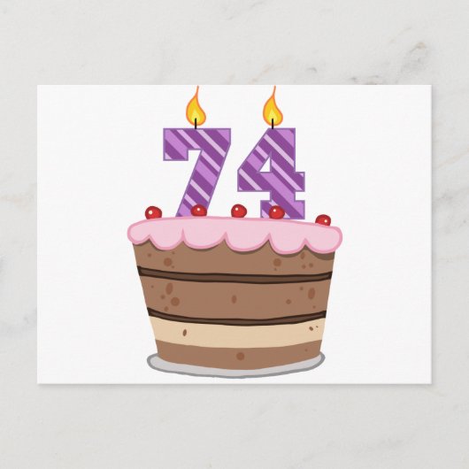 Alter 74 auf Geburtstagskuchen Postkarte (Vorderseite)