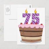 Alter 75 auf Geburtstagskuchen Postkarte (Vorne/Hinten)