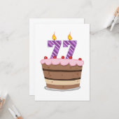 Alter 77 auf Geburtstagskuchen Karte (Vorderseite/Rückseite Beispiel)