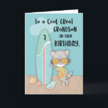 Alter 7 Great Grandson Birthday Beach Funny Raccoo Karte<br><div class="desc">Wünschen Sie Ihrem Urenkel einen "BEACHY" Geburtstag,  wenn er mit dieser coolen Waschkarte sieben Jahre alt wird. Sie werden ihn auf dem Cover mit einem Surfbrett sehen und ist bereit,  die Wellen zu reiten. Das wäre die lustigste Sommerkarte,  die Sie Ihrem Urenkel geben können.</div>