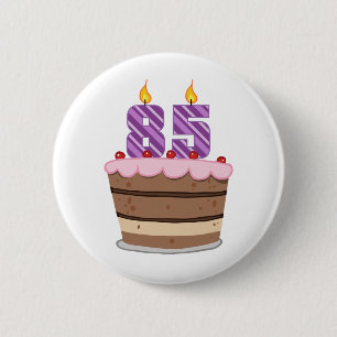 Alter 85 auf Geburtstags-Kuchen Button