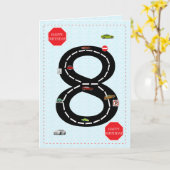 Alter 8, 8. Geburtstag, Spielzeugautos und Straße Karte (Gelbe Blume)