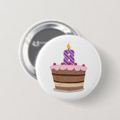 Alter 8 auf Geburtstags-Kuchen Button (Vorne & Hinten)
