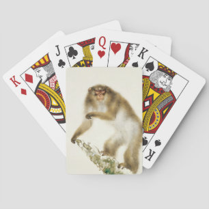 Alter Affe mit Kirsche im Herbst Spielkarten