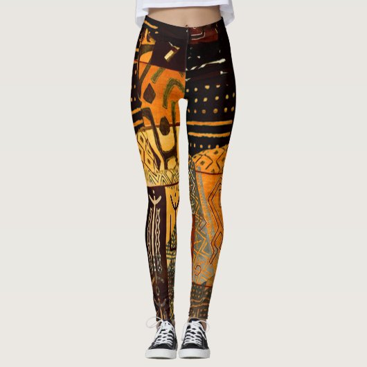 Alter afrikanischer Stoff Leggings (Vorderseite)