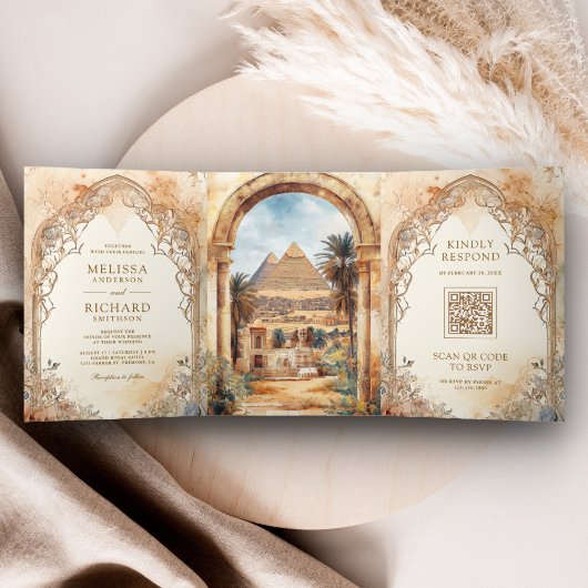 Alter ägyptischer Pyramidenbogen Dreifach Gefaltete Einladung