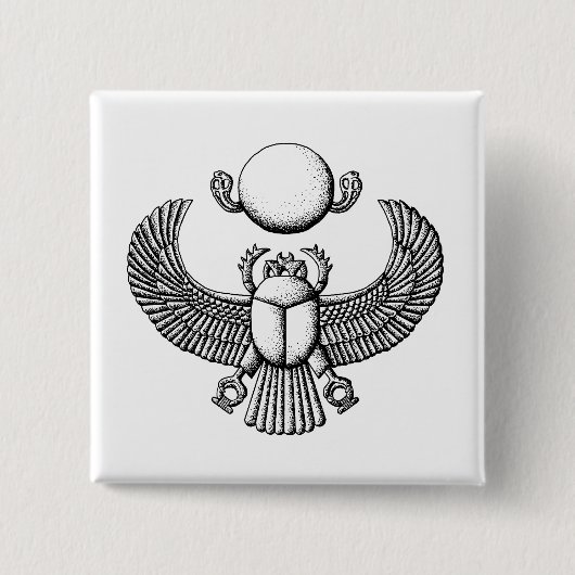 Alter ägyptischer Scarabäus Schwarzweiss Button (Vorderseite)