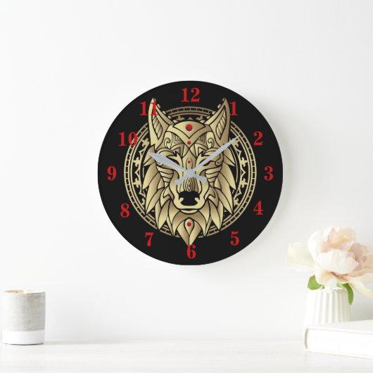 Alter ägyptischer Wolf Große Wanduhr (Zuhause)