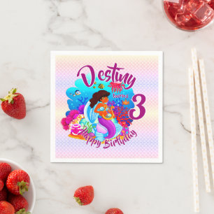 Alter ändern Name Mermaid Geburtstagspartei perso Serviette
