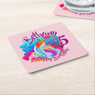 Alter ändern Name Mermaid Geburtstagspartei person Rechteckiger Pappuntersetzer