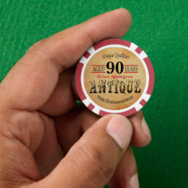 Alter, Antike, gereift und Vintag 90. Geburtstag Pokerchips