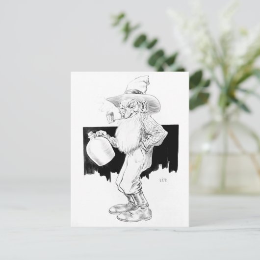 Alter Bauer mit Mondschein (weißer Blitz) Postkarte (Stehend Vorderseite)