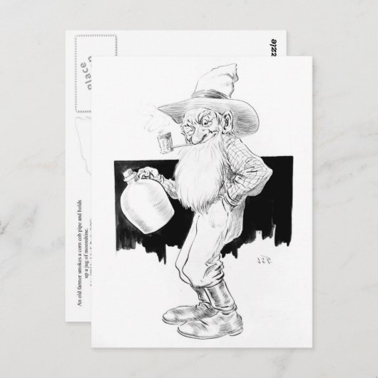 Alter Bauer mit Mondschein (weißer Blitz) Postkarte (Vorne/Hinten)