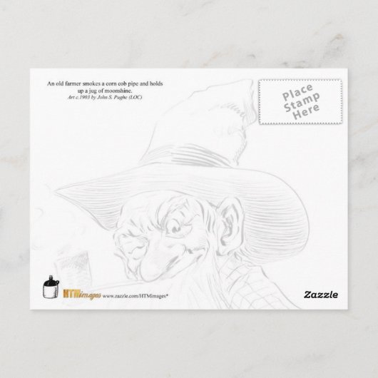 Alter Bauer mit Mondschein (weißer Blitz) Postkarte (Rückseite)