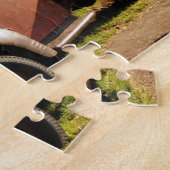 Alter Bauernhof-LKW mit Heuballen Puzzle (Seite)