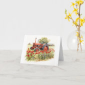 Alter Bauerntraktor mit roten Blume BLANK Karte (Gelbe Blume)