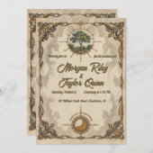 Alter Baum des Lebens Vintage Hochzeit Einladung (Vorne/Hinten)