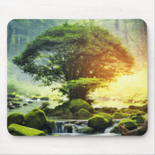 Alter Baum Friedliche Naturfantasiewelt Mousepad