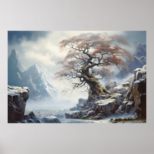 Alter Baum Mystic Serene Landschaft Poster (Vorne)