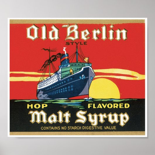 Alter Berliner Stift Hop Flavored Malzsirup Poster (Vorne)