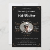 Alter bis Perfection Black Gold Klasse 50. Geburts Einladung (Vorderseite)