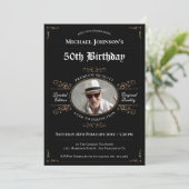 Alter bis Perfection Black Gold Klasse 50. Geburts Einladung (Stehend Vorderseite)