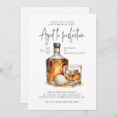 Alter bis Perfection Whiskey & Golf Herren Geburts Einladung (Vorne/Hinten)