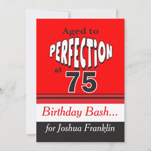Alter bis Perfektion bei 75 Einladung (Vorderseite)