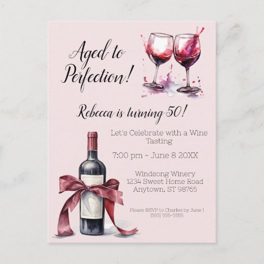 Alter bis Perfektion Individuell anpassbarer Wein  Postkarte (Vorderseite)