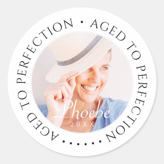 Alter bis Perfektion Modernes, einfaches Geburtsta Runder Aufkleber (Vorderseite)