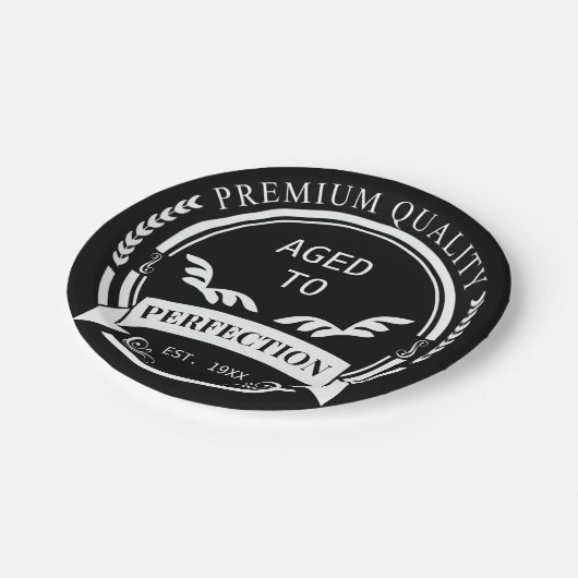 Alter bis Perfektion Pappteller (Schrägansicht)