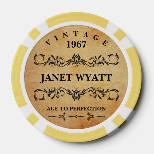 Alter bis Vollkommenheit Vintager Geburtstag Pokerchips (Rückseite)