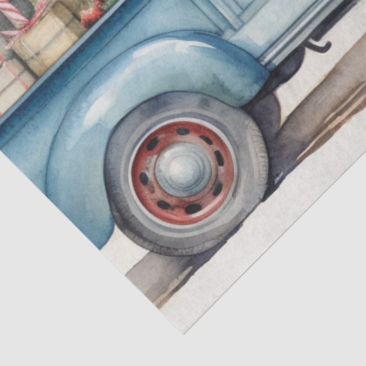 Alter blauer LKW mit festem Baum Seidenpapier (Detail)