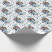 Alter blauer LKW mit Weihnachtskiefer Geschenkpapier (Ecke)