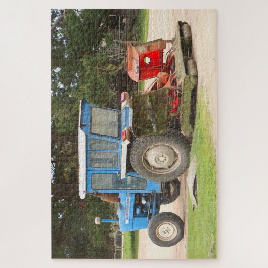 Alter blauer Traktor mit Rasenmäher, Australien Puzzle (Vertikal)