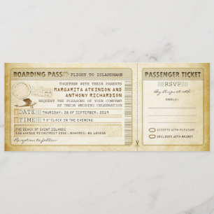 alter Boarding Pass Hochzeitstickets & uAwg Einladung