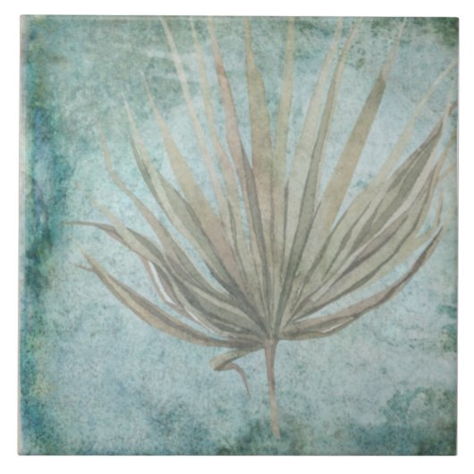 Alter botanischer Tile - Aqua und Knochen V1 Fliese (Vorderseite)